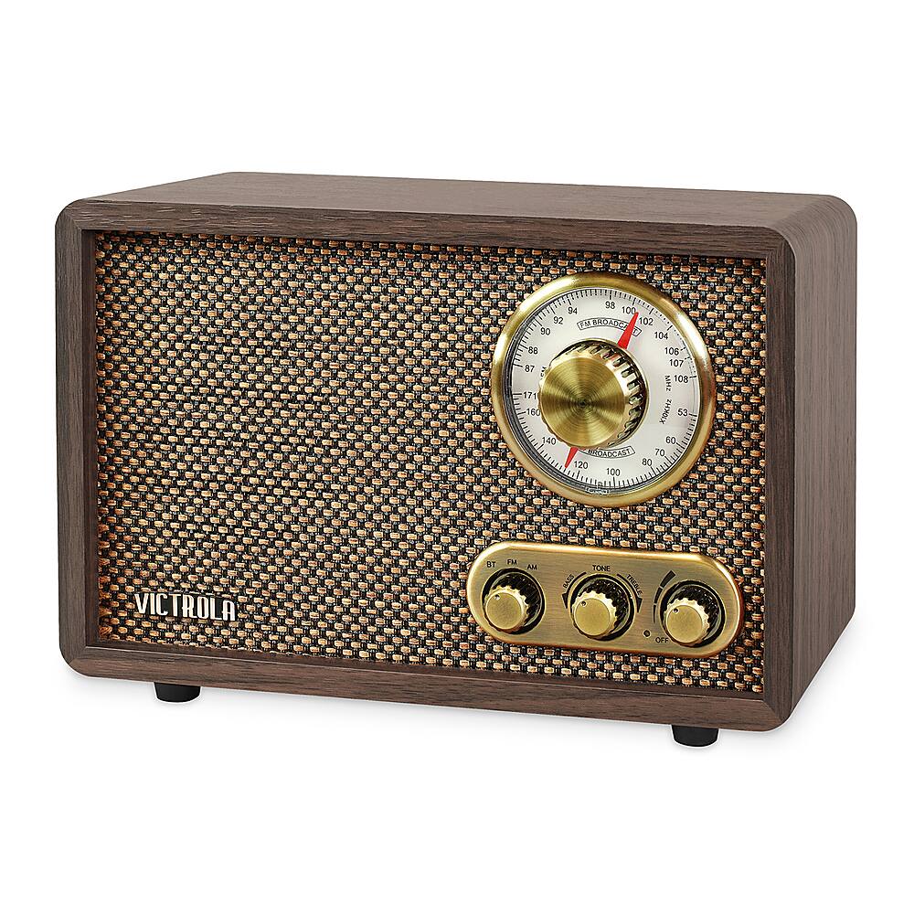 Left. Victrola - Retro Wood Bluetooth AM/FM Radio - Espresso.