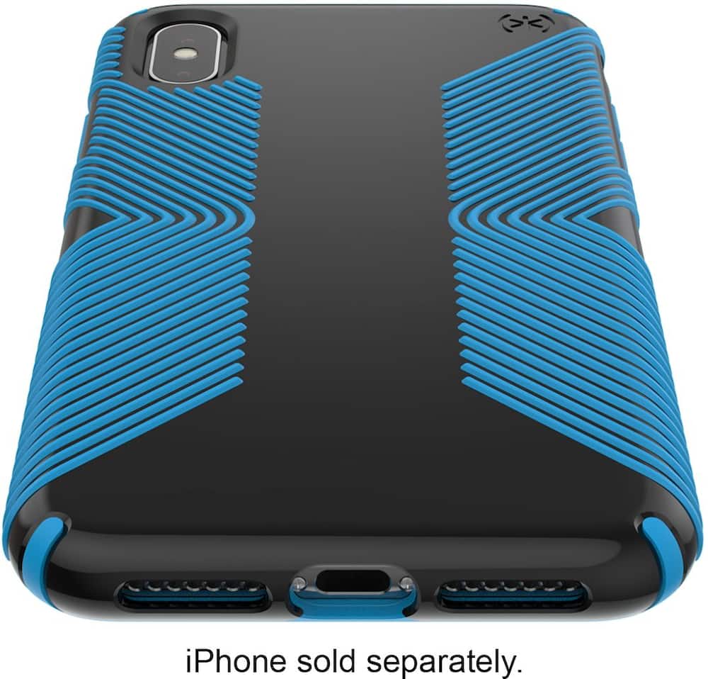 presidio glossy grip case for apple iphone xs max - black/neptune blue presidio glossy grip case for apple iphone xs max - black/neptune blue
