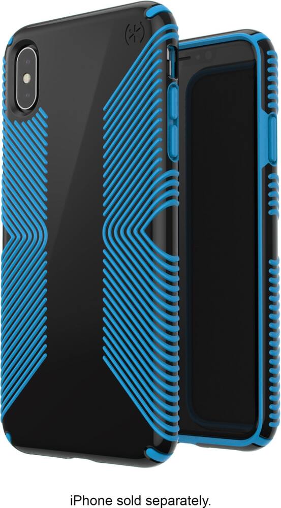 presidio glossy grip case for apple iphone xs max - black/neptune blue presidio glossy grip case for apple iphone xs max - black/neptune blue