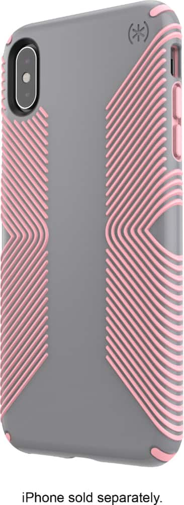presidio glossy grip case for apple iphone xs max - gunmetal gray/tart pink presidio glossy grip case for apple iphone xs max - gunmetal gray/tart pink