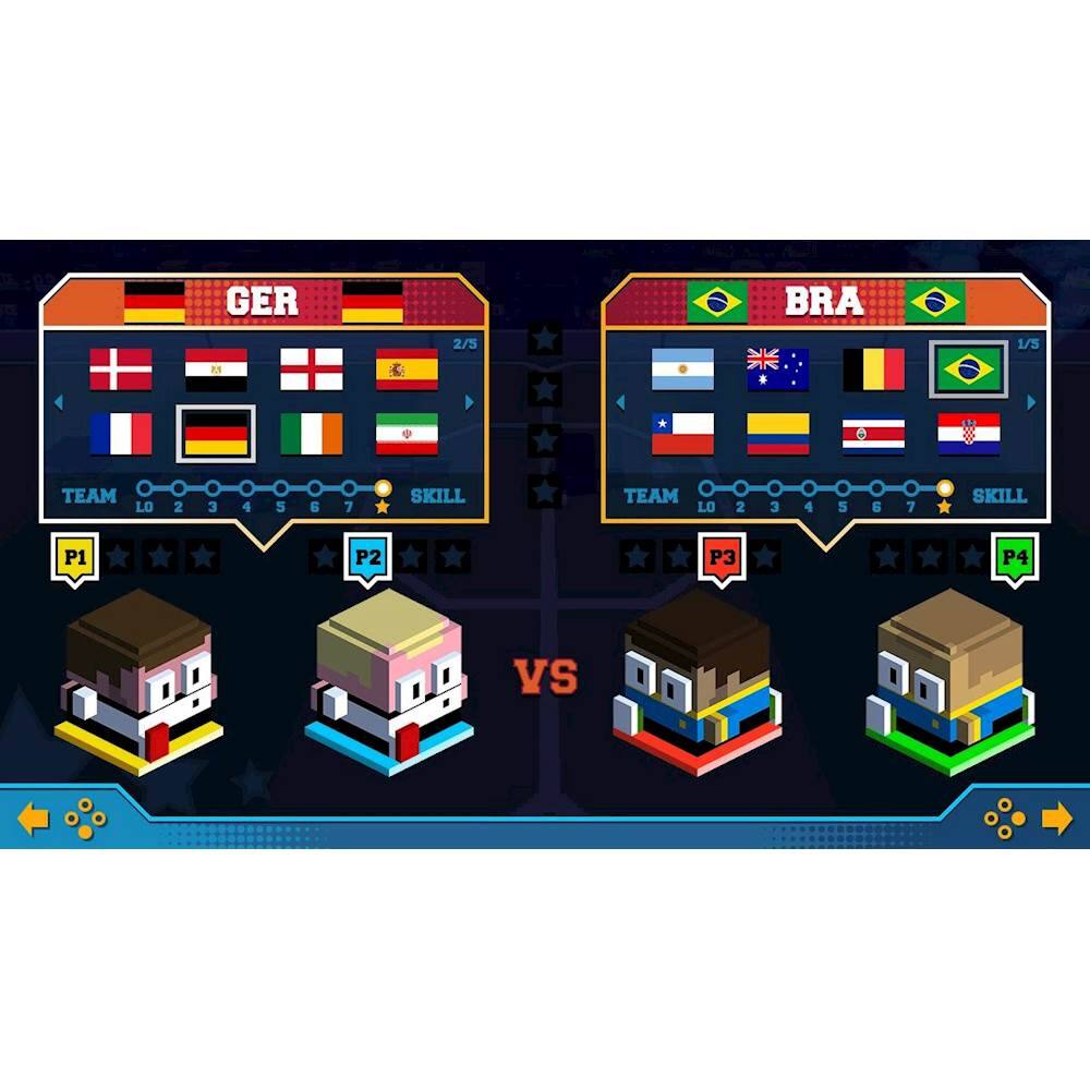 The image features a video game with two teams, Germany and Brazil, competing against each other. The game is displayed on a screen with a scoreboard showing the progress of the match. The teams are represented by different colored blocks, and the scoreboard shows the current score and the number of remaining turns. The game is likely a strategy or sports game, as it involves teamwork and skillful gameplay.