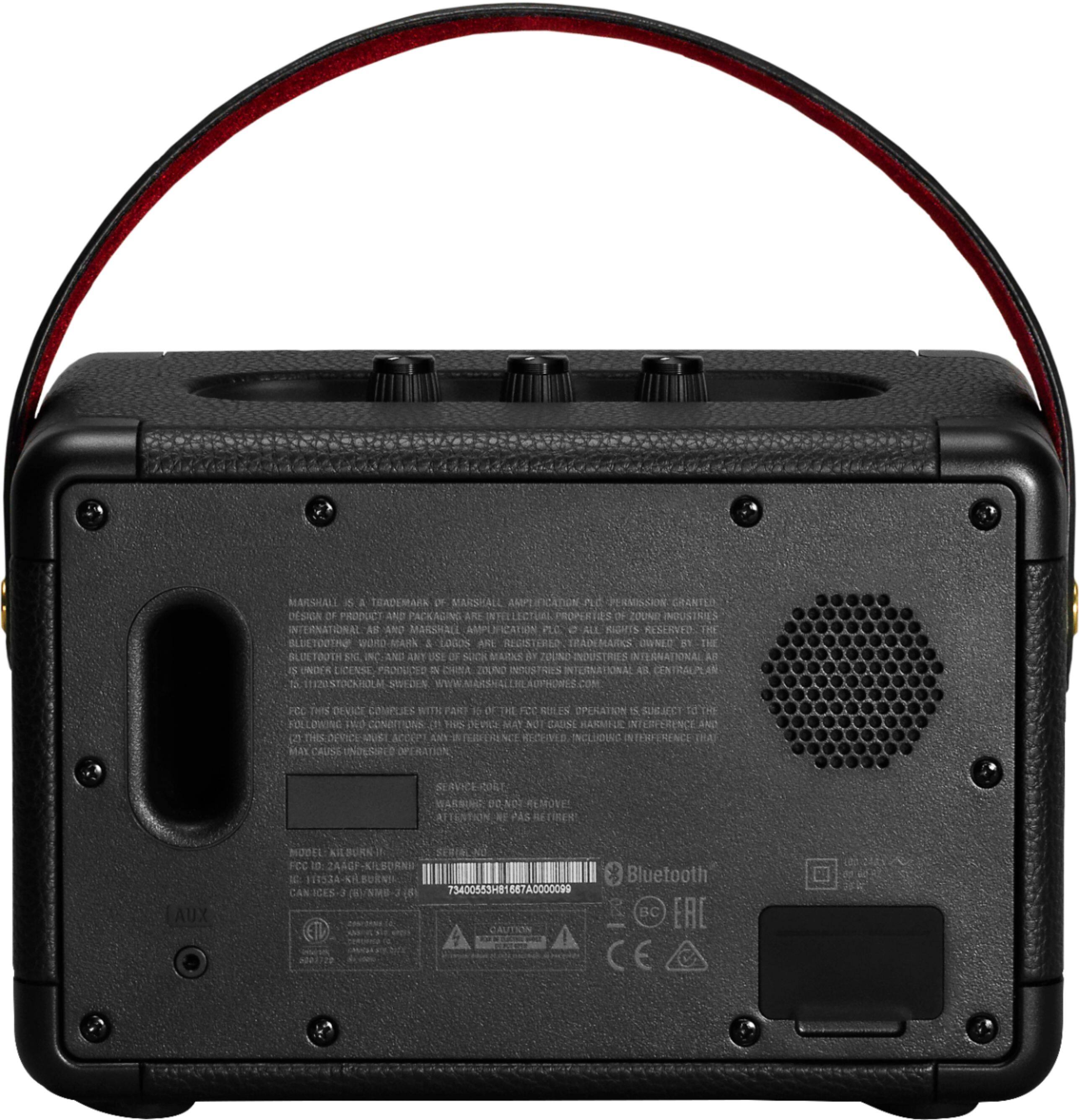 The text on the image reads:

"MADE IN CHINA BY MARSHALL AMPLIFIER COMPANY LTD. P.O. BOX 1000, 15-17, WAI YIP STREET, KWUN TONG, KOWLOON, HONG KONG. ALL RIGHTS RESERVED. BLUETOOTH is a registered trademark of Bluetooth SIG, INC. AND MAY BE USED UNDER LICENSE. THIS DEVICE COMPLIES WITH FCC RULES AND REGULATIONS FOR RADIO FREQUENCY HOUSEHOLD DEVICES. INCLUDING BLUETOOTH OPERATION SERVICE. CERTIFIED BY FCC. MODEL A0000DRS-90. BLUETOOTH BC EAC."