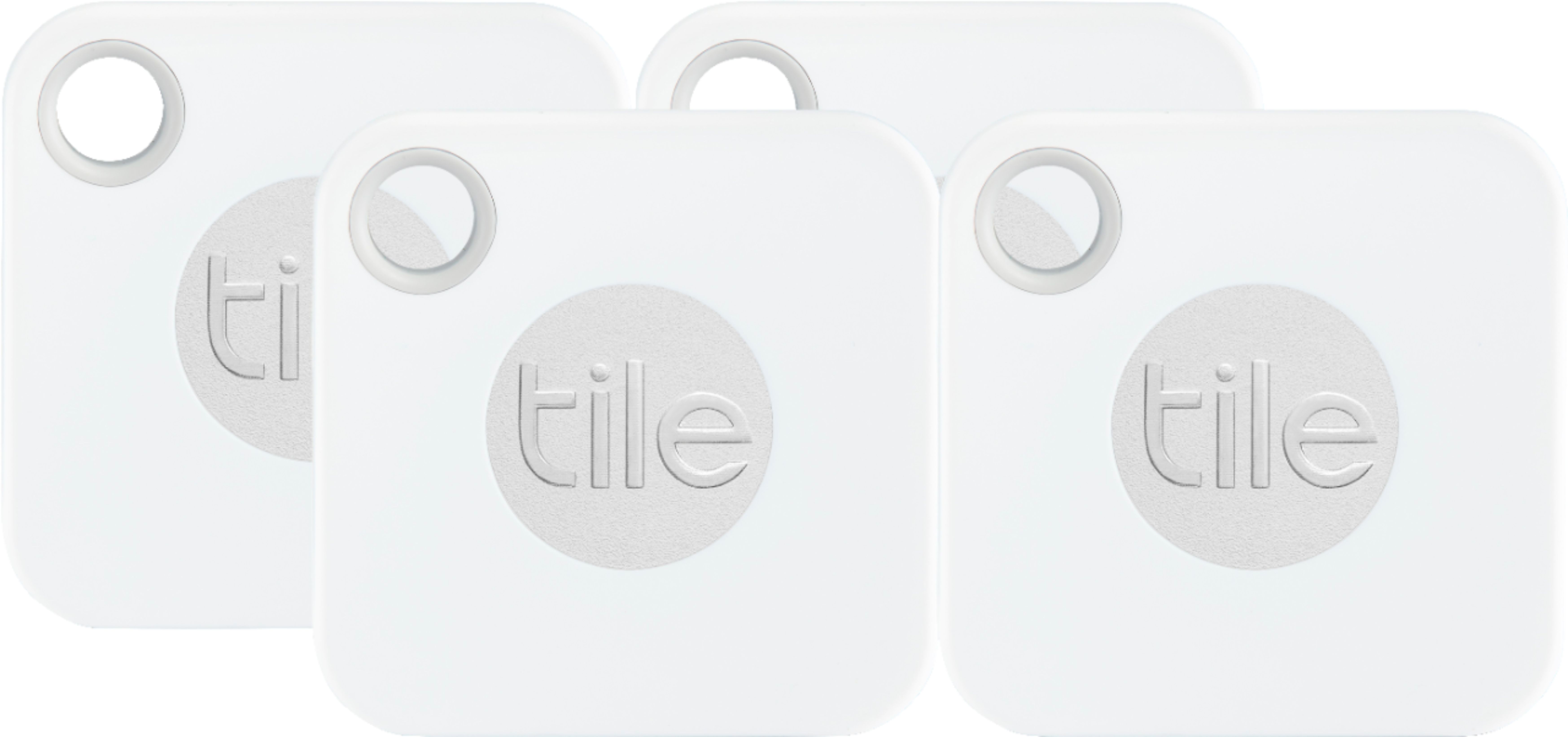 Angle View: Tile Mate 2018 Bluetooth Tracker Device, Replaceable Battery, Finder, 4 Pack, GPS