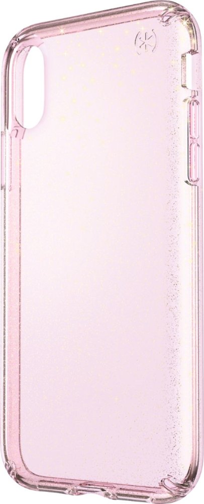 presidio clear + glitter case for apple iphone xr - bella pink with gold glitter