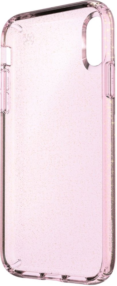 presidio clear + glitter case for apple iphone xr - bella pink with gold glitter