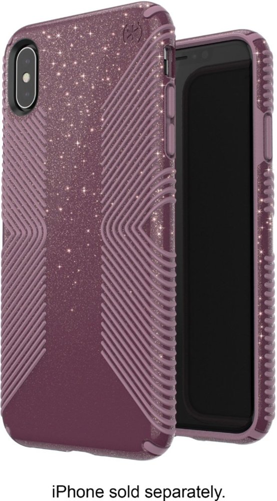 presidio grip + glitter case for apple iphone xs max - starlit purple with gold glitter