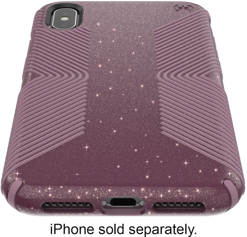 presidio grip + glitter case for apple iphone xs max - starlit purple with gold glitter