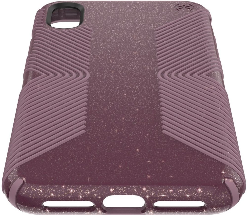 presidio grip + glitter case for apple iphone xs max - starlit purple with gold glitter