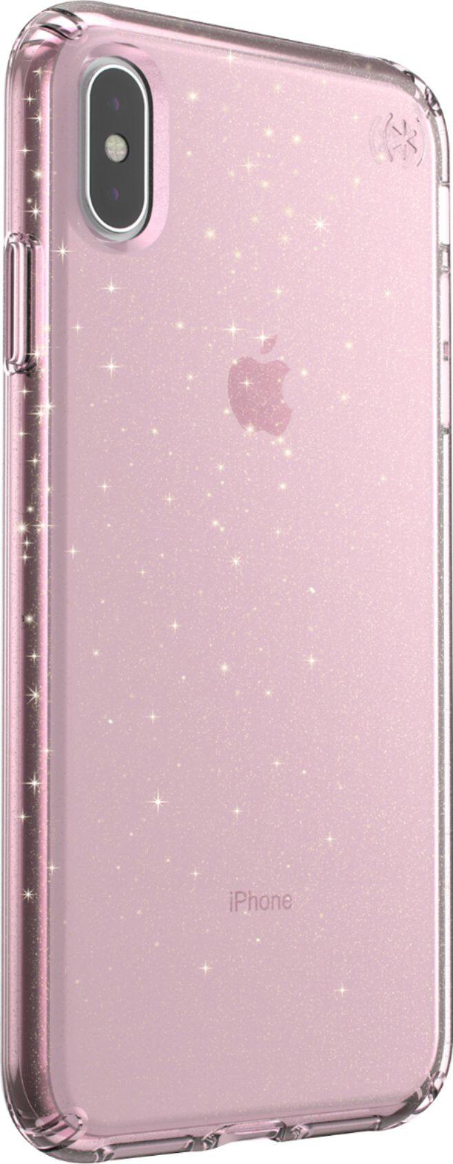 Front. Speck - Presidio Grip + Glitter Case for Apple® iPhone® XS Max - Bella Pink With Gold Glitter.