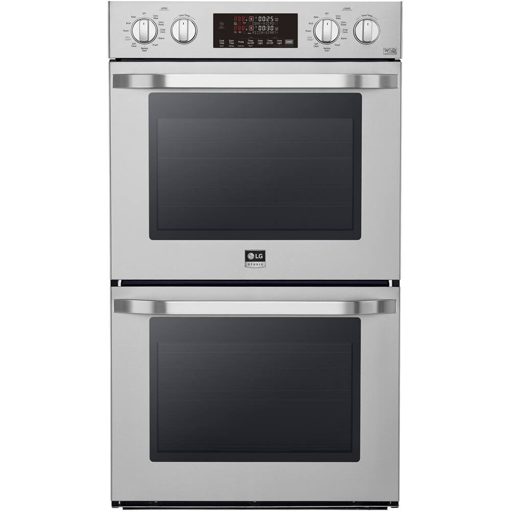 Front. LG - STUDIO 30" Smart Built-In Electric Convection Double Wall Oven with EasyClean - Stainless steel.
