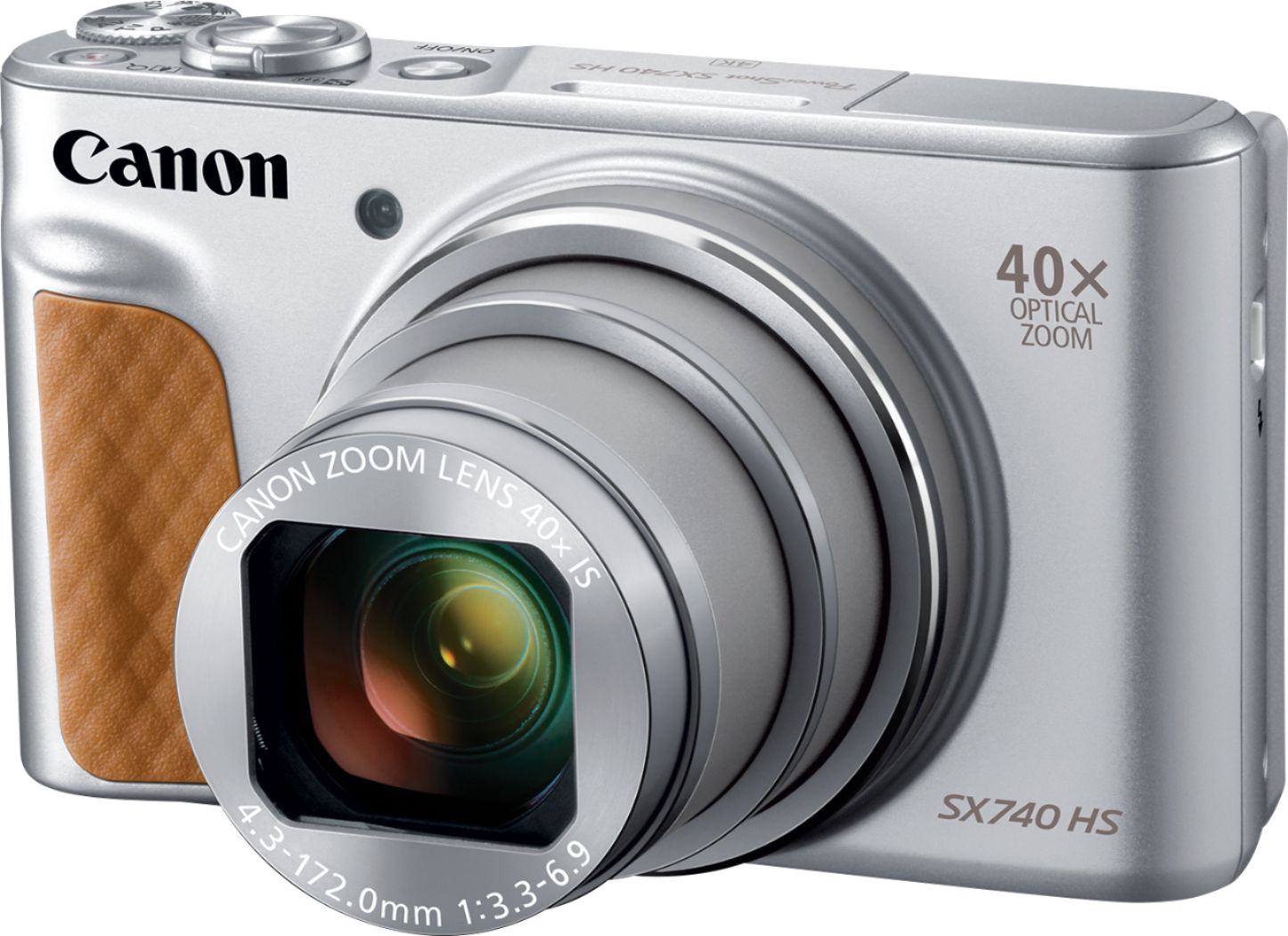 Left View: Canon PowerShot SX740 HS - Digital camera - compact - 20.3 MP - 4K / 30 fps - 40x optical zoom - Wi-Fi, Bluetooth - silver