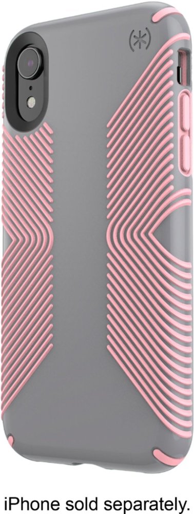 presidio glossy grip case for apple iphone xr - gunmetal gray/tart pink