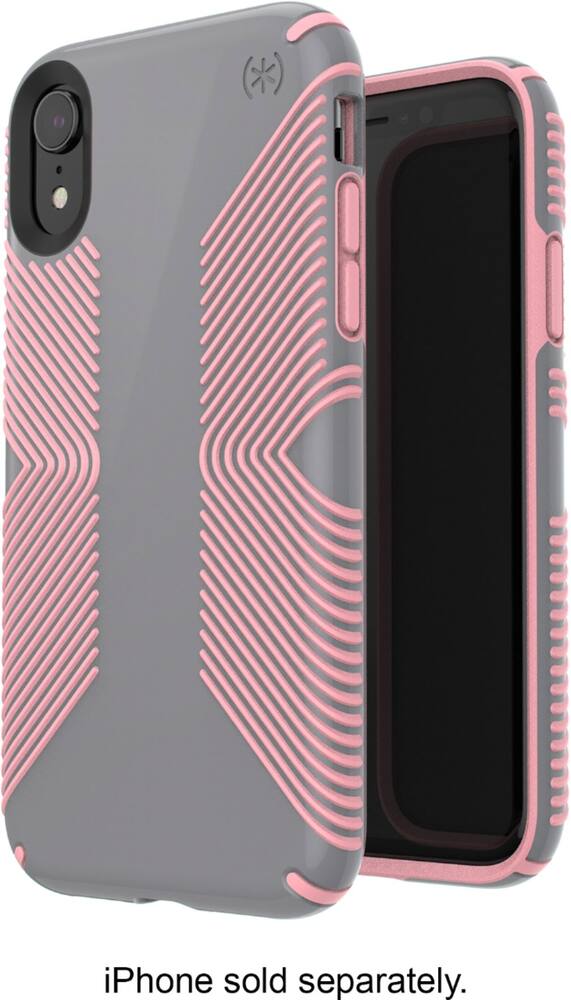 presidio glossy grip case for apple iphone xr - gunmetal gray/tart pink presidio glossy grip case for apple iphone xr - gunmetal gray/tart pink