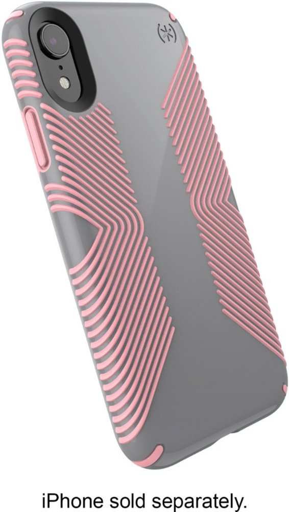presidio glossy grip case for apple iphone xr - gunmetal gray/tart pink
