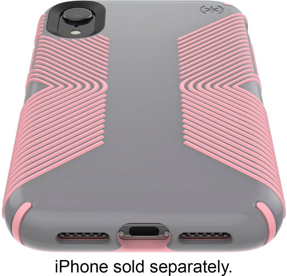 presidio glossy grip case for apple iphone xr - gunmetal gray/tart pink