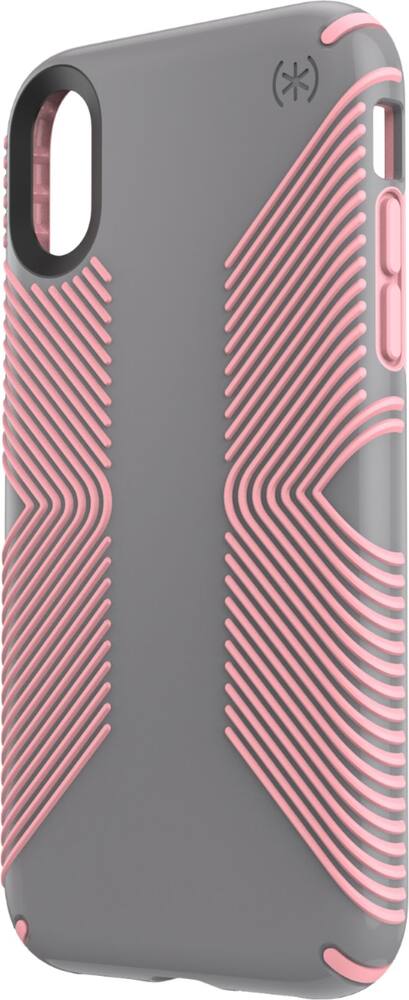 presidio glossy grip case for apple iphone xr - gunmetal gray/tart pink presidio glossy grip case for apple iphone xr - gunmetal gray/tart pink