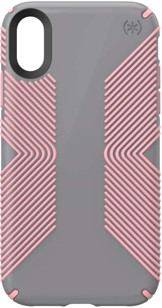 presidio glossy grip case for apple iphone xr - gunmetal gray/tart pink presidio glossy grip case for apple iphone xr - gunmetal gray/tart pink