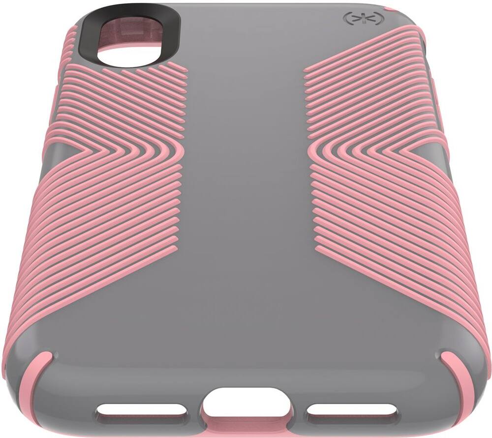 presidio glossy grip case for apple iphone xr - gunmetal gray/tart pink presidio glossy grip case for apple iphone xr - gunmetal gray/tart pink