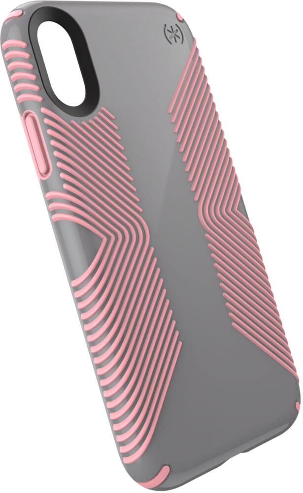 presidio glossy grip case for apple iphone xr - gunmetal gray/tart pink presidio glossy grip case for apple iphone xr - gunmetal gray/tart pink