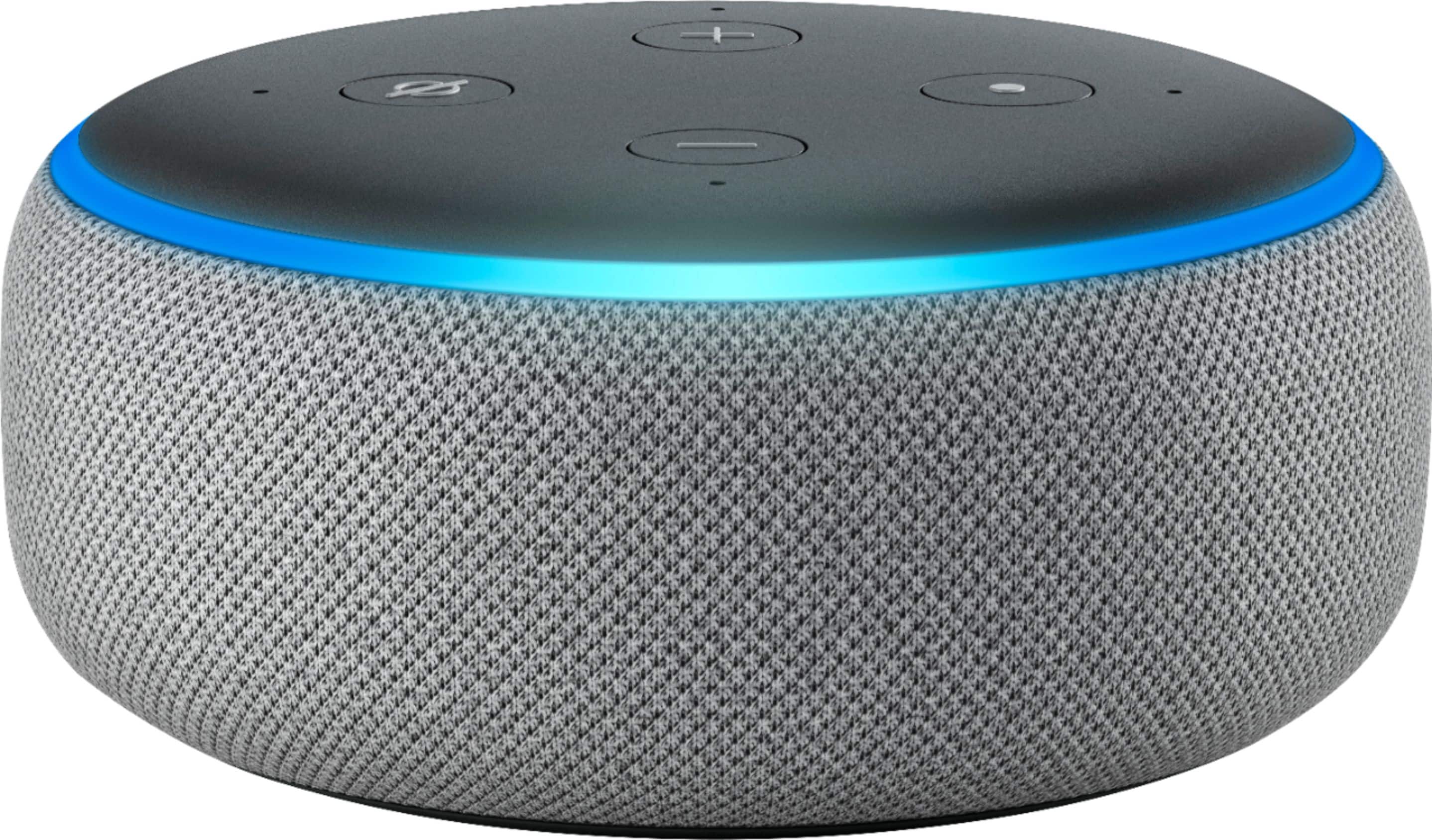 Front. Amazon - Echo Dot (3rd Gen) - Smart Speaker with Alexa - Heather Gray.
