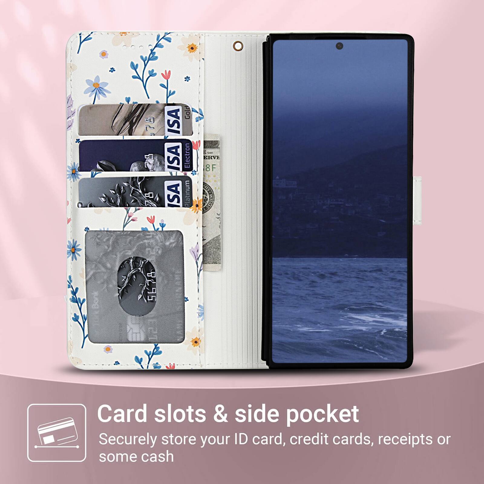 R2 S Gold ISA ISA Electron ISA latinum e -.. KRVE 8F aleR Bonk DA 5678 123

Card slots & side pocket
Securely store your ID card, credit cards, receipts or some cash