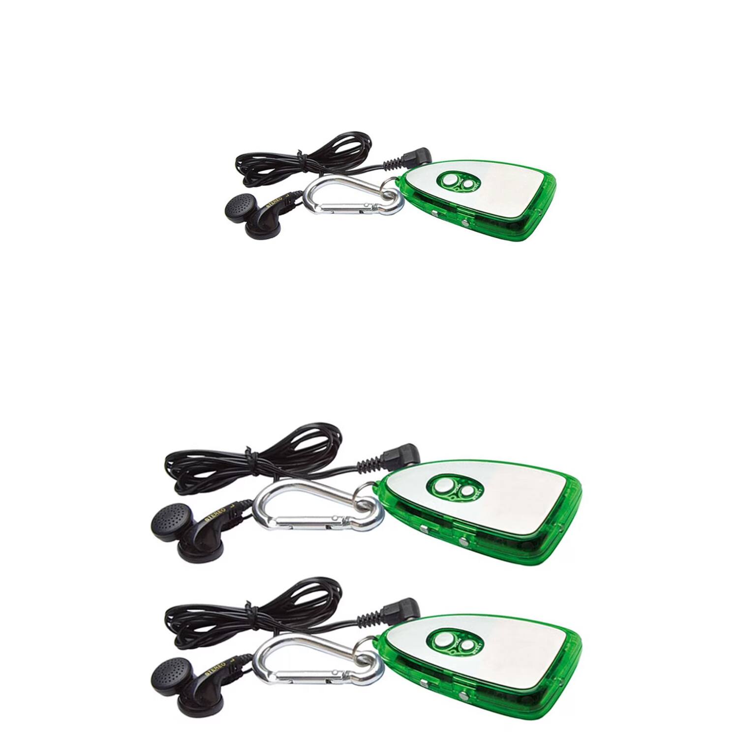 Back. Home Collection - 2 Pack Portable FM Radio with Earbuds & Flashlight - Silver.