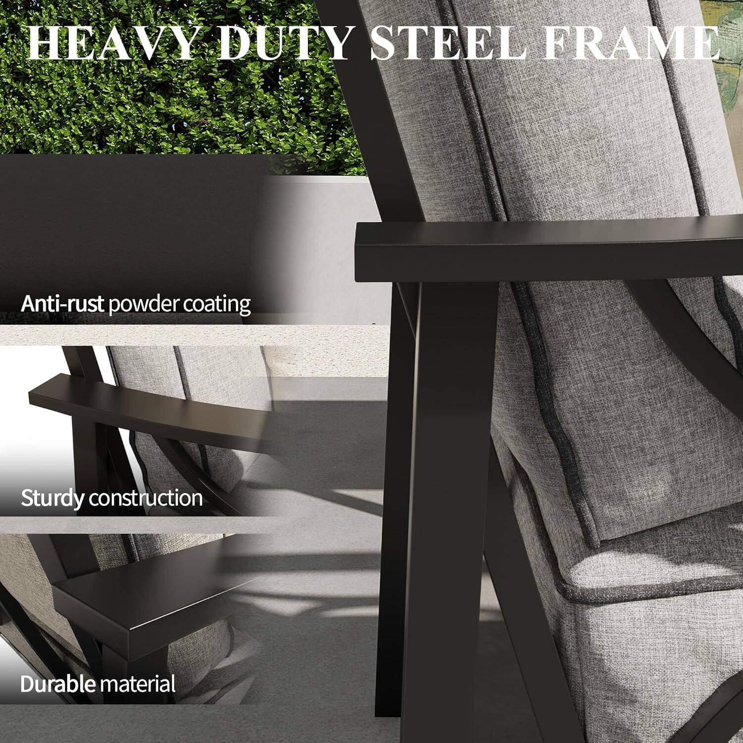 HEAVY DUTY STEEL FRAME  
- Anti-rust powder coating  
- Sturdy construction  
- Durable material