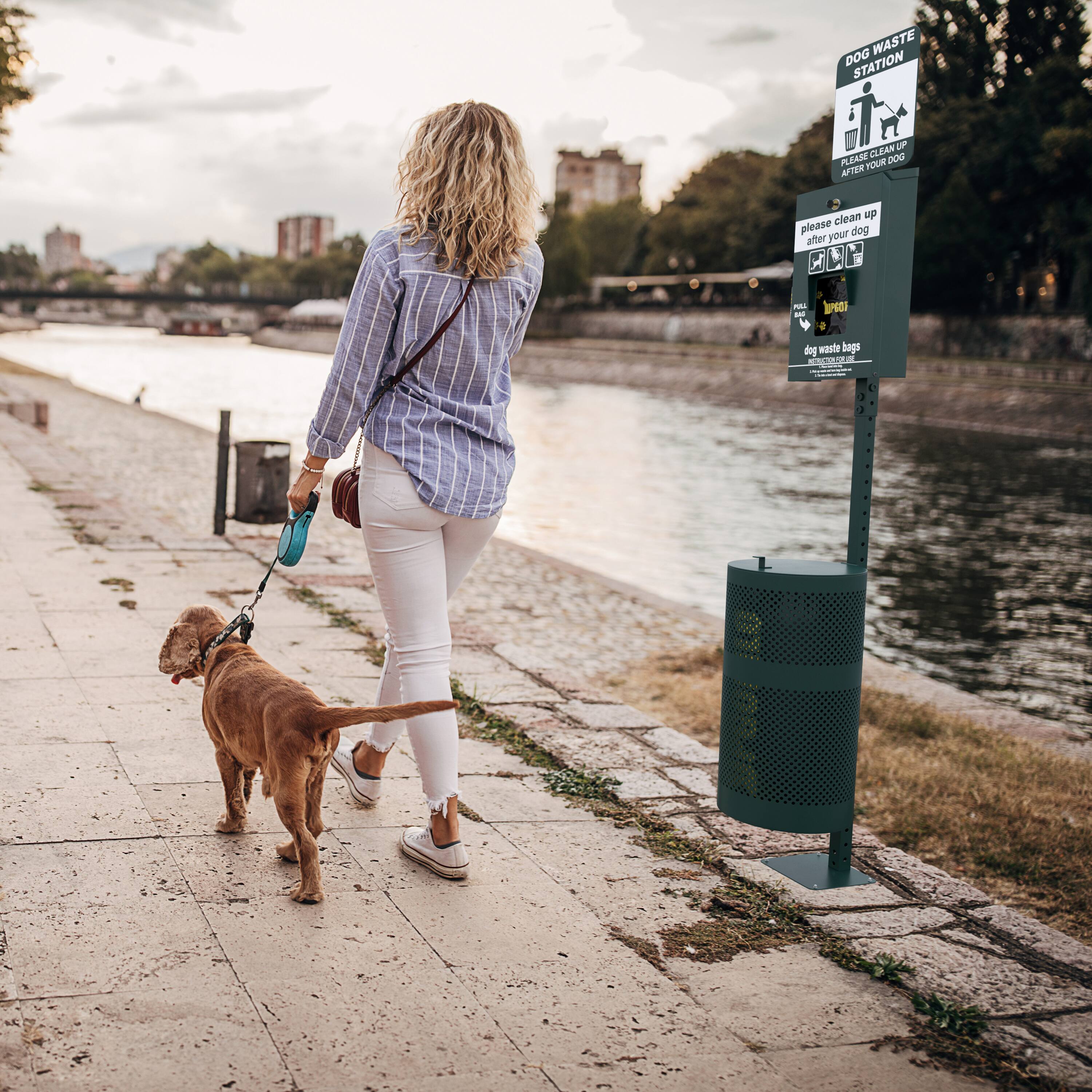 DOG WASTE STATION  
PLEASE CLEAN UP AFTER YOUR DOG  

please clean up after your dog  
dog waste bags