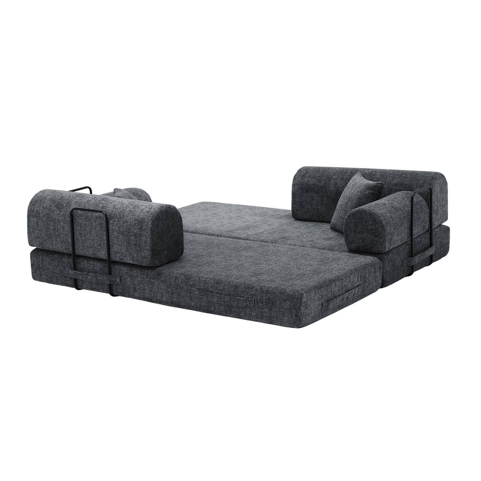 Alt View 2. Anysun - Two-Tone Convertible Sleeper Sofa Bed - Folding Mattress Couch with Fixed Frame for Living Room & Bedroom. - Speckled Black.