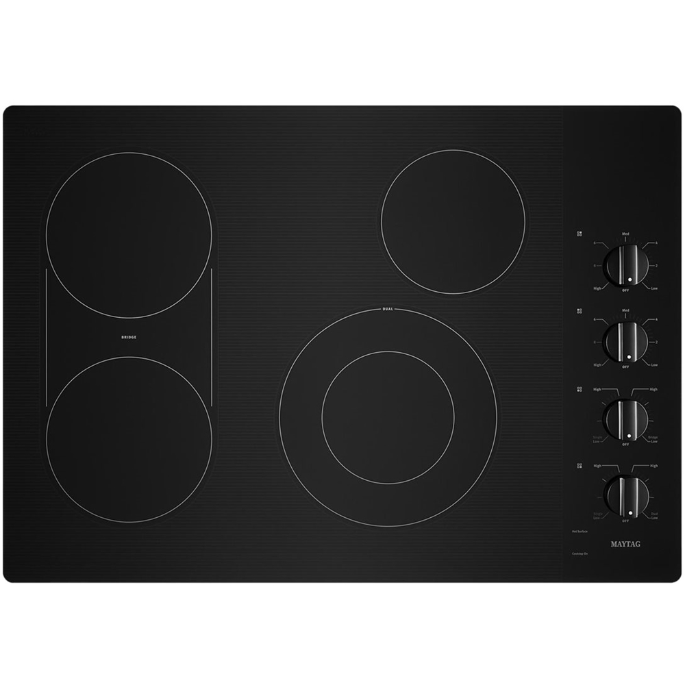 Maytag MEC7430WB 30 Smoothtop Electric Cooktop with 4 Radiant Elements,  3,200 Watt Power Element, Glass Ceramic Surface and Dishwasher Safe Control  Knobs: Black
