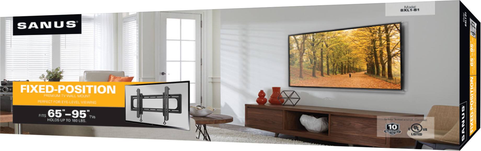 Alt View 15. Sanus - Premium Series Fixed-Position  TV Wall Mount for Most TVs 65"-95" up to 180 lbs - Slim Profile Sits 1.6" From Wall - Black.