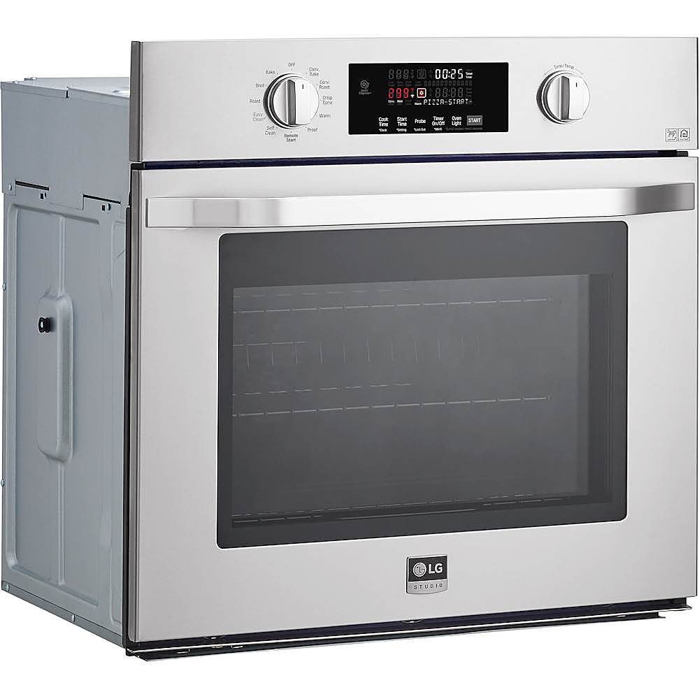 Angle View: Thermador - Masterpiece Series 30" Built-In Single Electric Convection Wall Oven with Wifi - Stainless steel