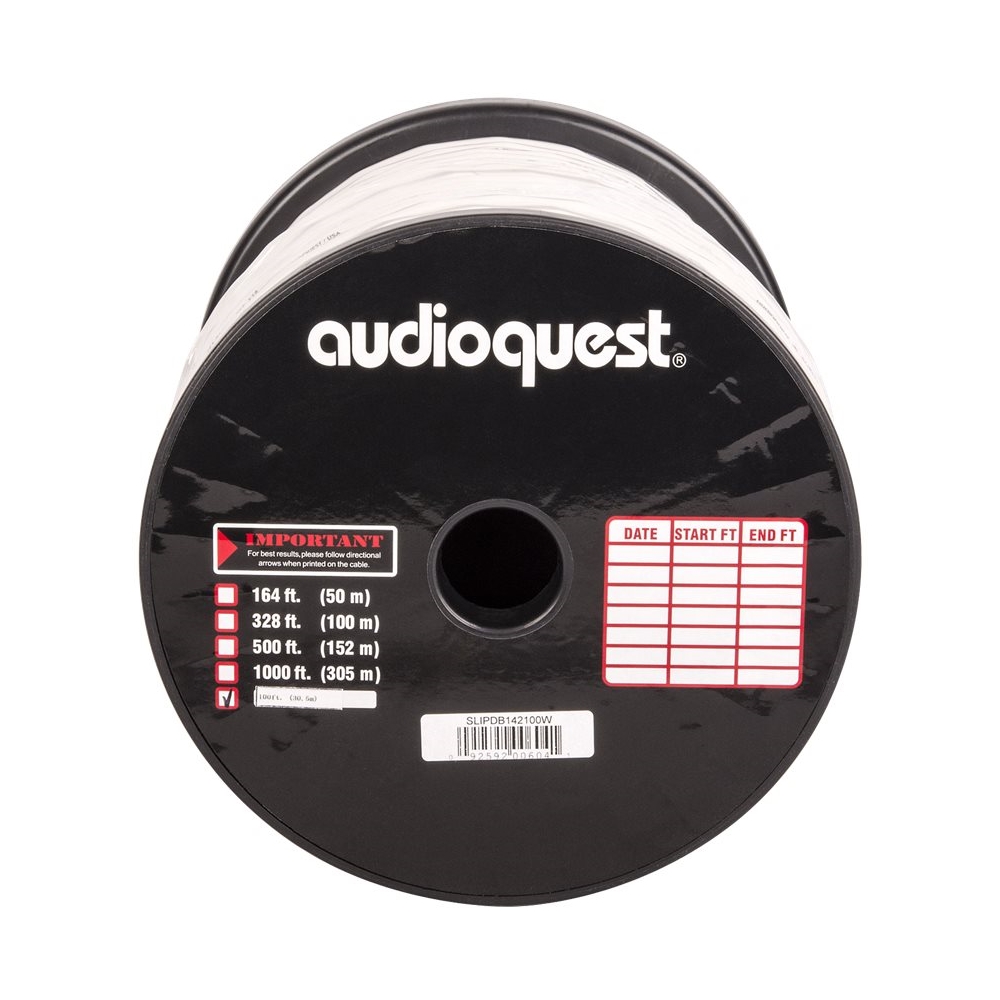 AudioQuest - SLiP/DB-14/2 CL3/FT4 In-Wall & Direct Burial Rated Bulk Spool Speaker Cable - White/Silver Stripe