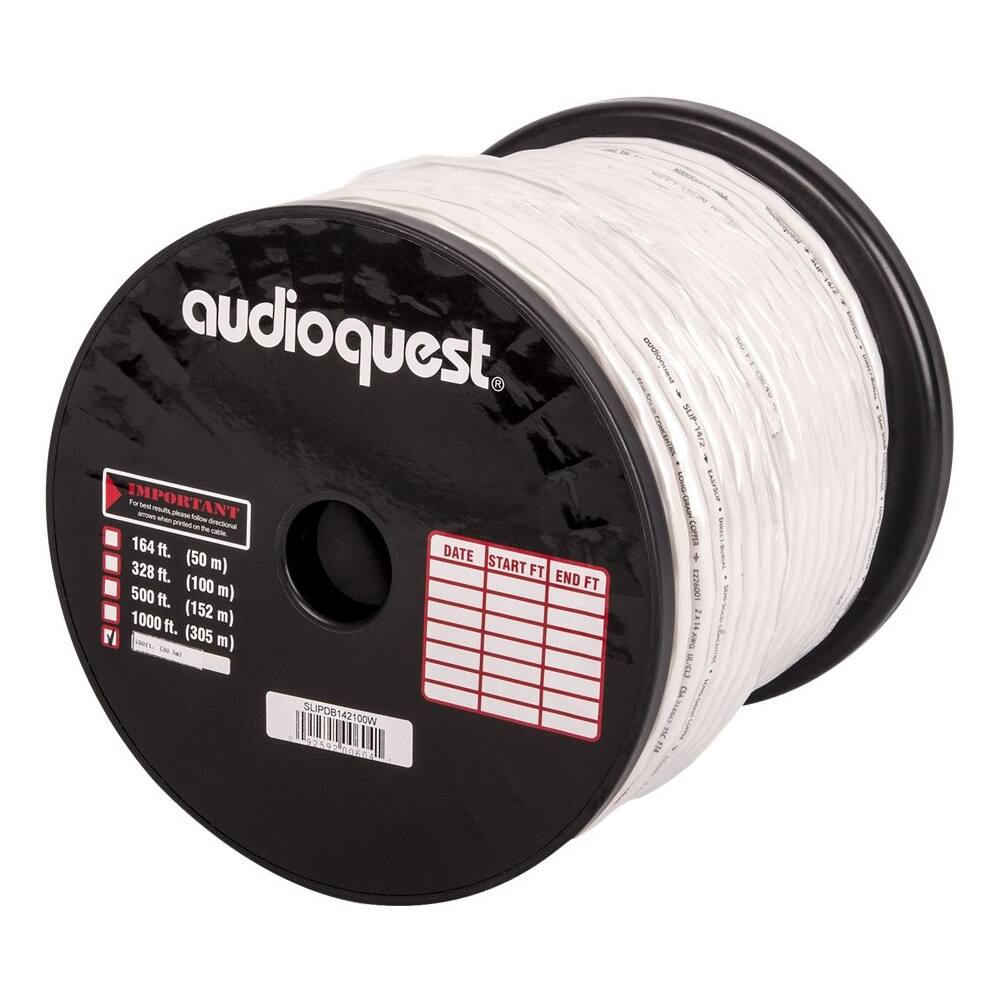 Alt View 11. AudioQuest - SLiP/DB-14/2 CL3/FT4 In-Wall & Direct Burial Rated Bulk Spool Speaker Cable - White/Silver Stripe.