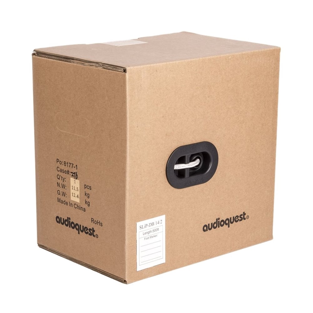 Left. AudioQuest - SLiP 500' In-Wall Speaker Cable - White/Silver Stripe.