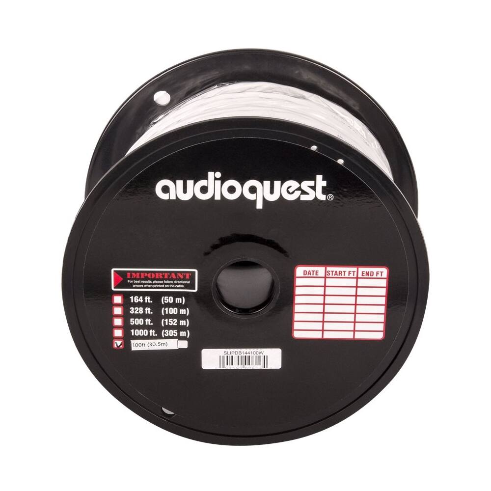 Alt View 12. AudioQuest - SLiP/DB-14/4 CL3/FT4 In-Wall & Direct Burial Rated Bulk Spool Speaker Cable - White/Silver Stripe.