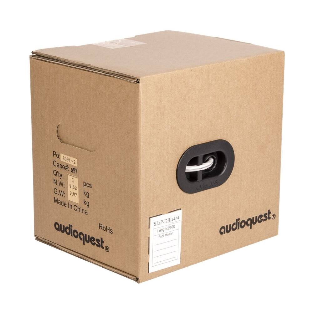 Left. AudioQuest - SLiP 250' In-Wall Speaker Cable - White/Silver Stripe.