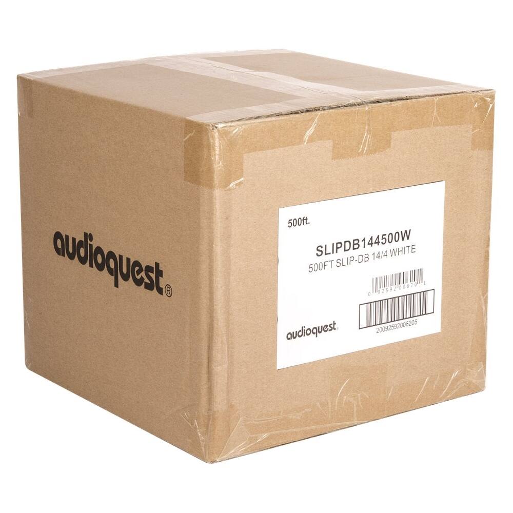 Left. AudioQuest - SLiP 499' In-Wall Speaker Cable - White/Silver Stripe.