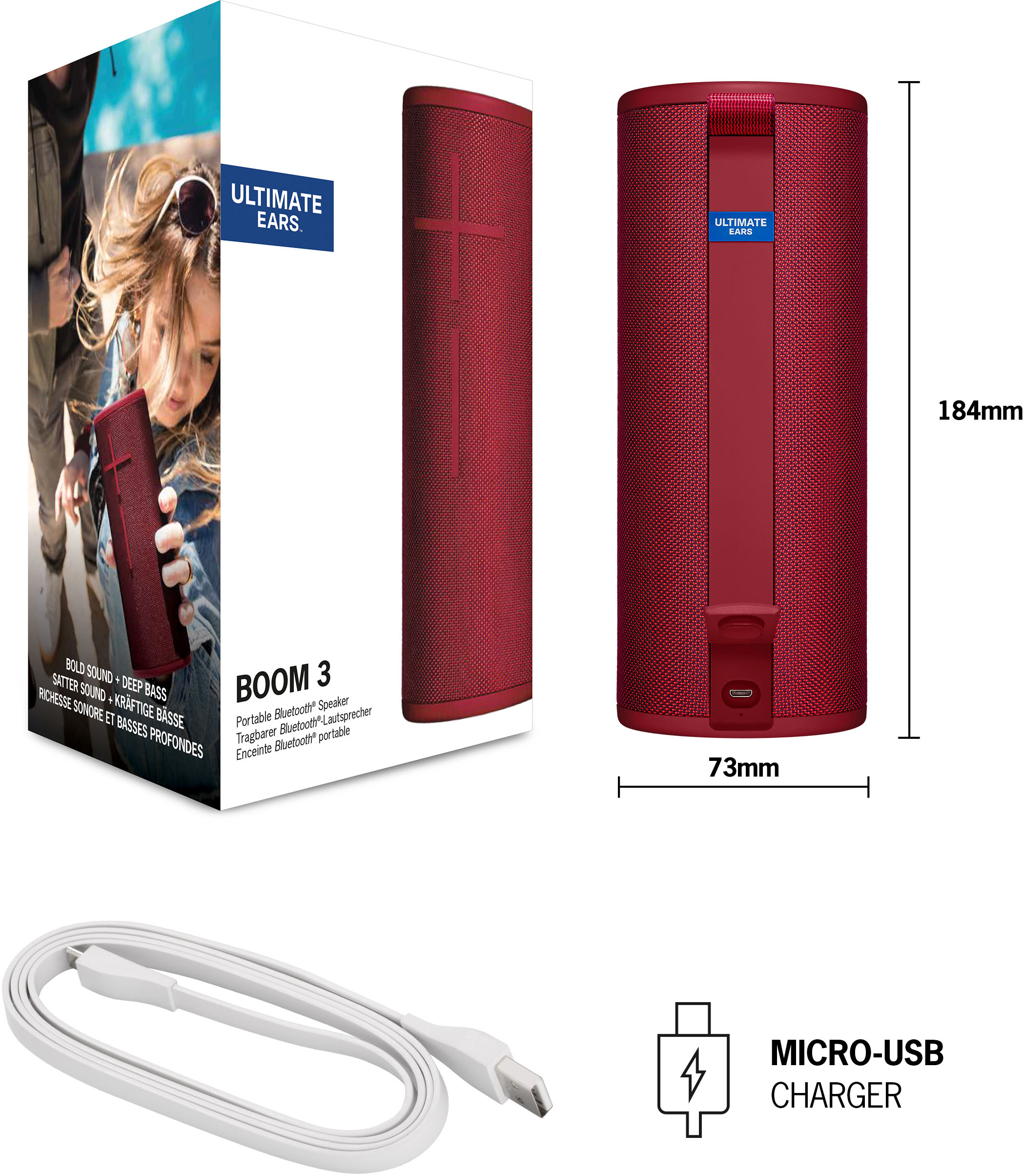 chikane lytter alias Ultimate Ears BOOM 3 Portable Wireless Bluetooth Speaker with  Waterproof/Dustproof Design Sunset Red 984-001352 - Best Buy