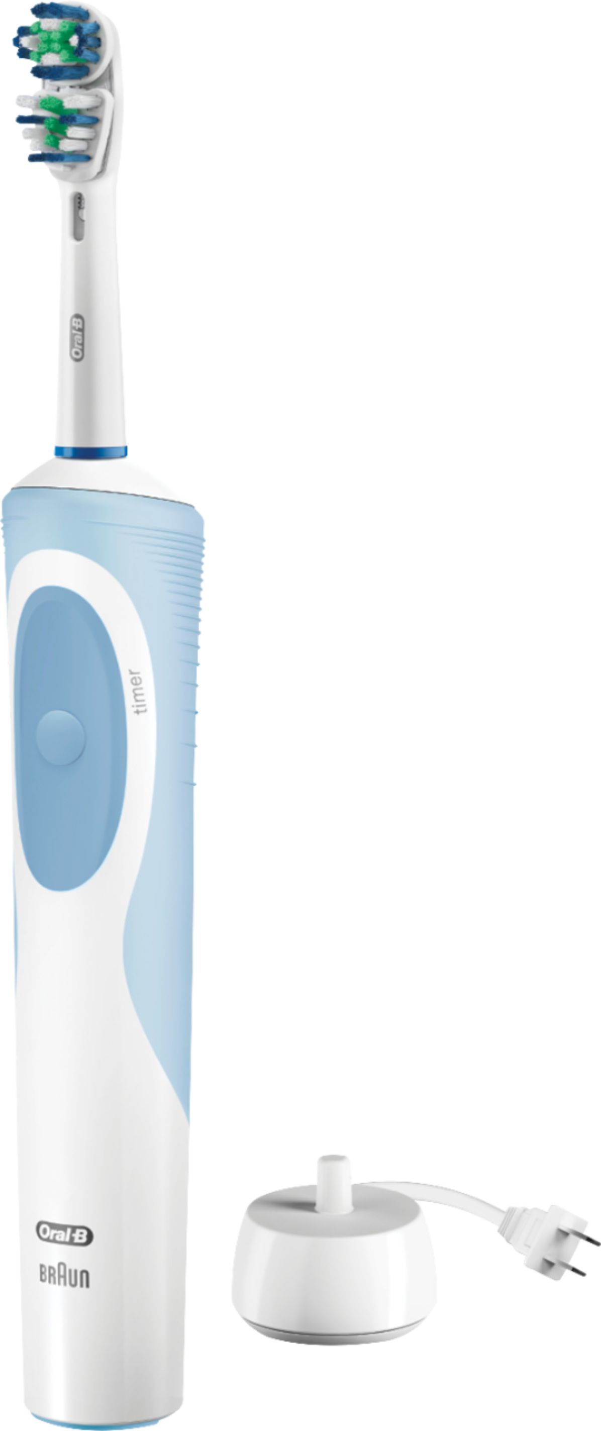 Left View: Oral-B - Vitality Dual Clean Electric Toothbrush - White And Blue