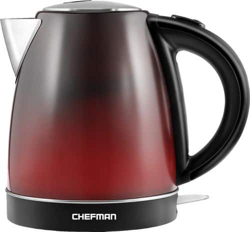 CHEFMAN - 1.7L Color Changing Electric Kettle - Red/Black/Stainless Steel-Front_Standard 