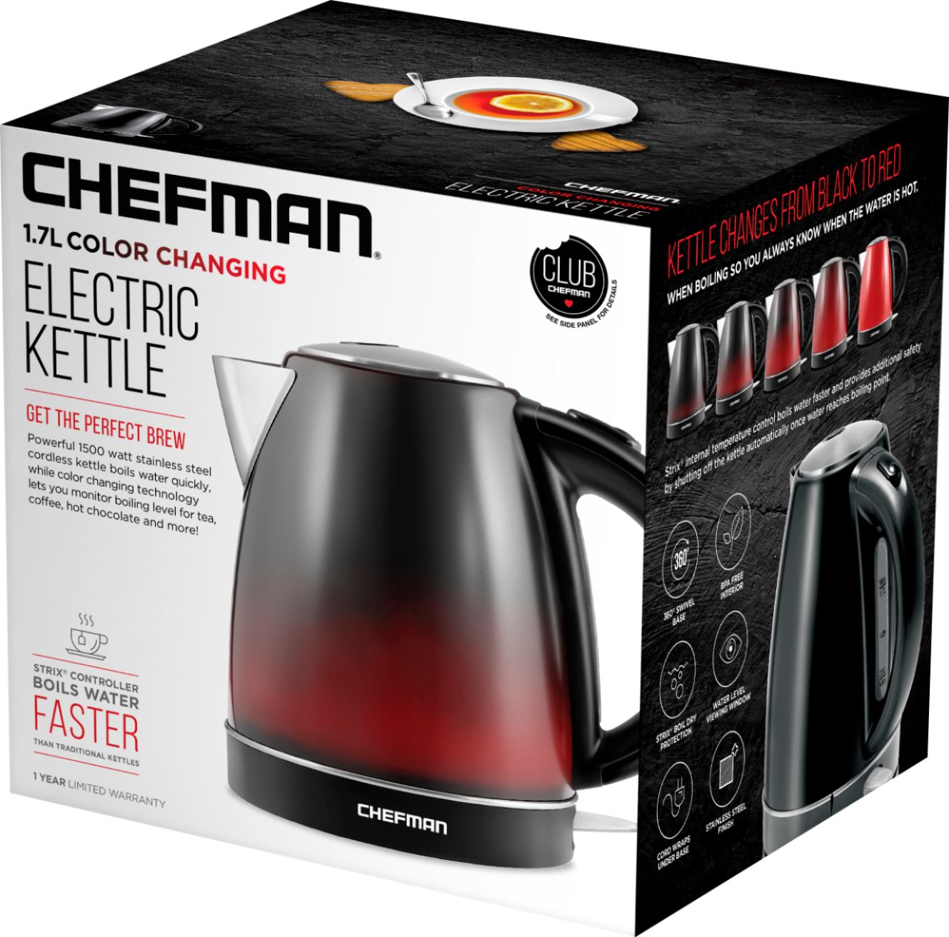 Chefman® Color Changing Stainless Steel Electric Kettle, 1.7 L - Foods Co.