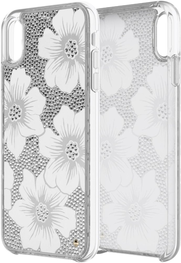 protective case for apple iphone xs max - floral white/silver