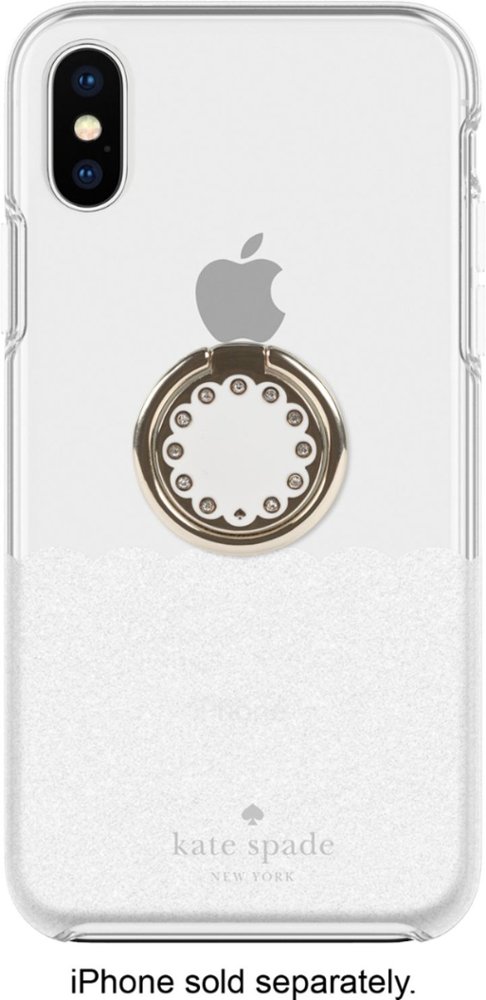 hardshell case + ring for apple iphone xs max - white glitter/clear