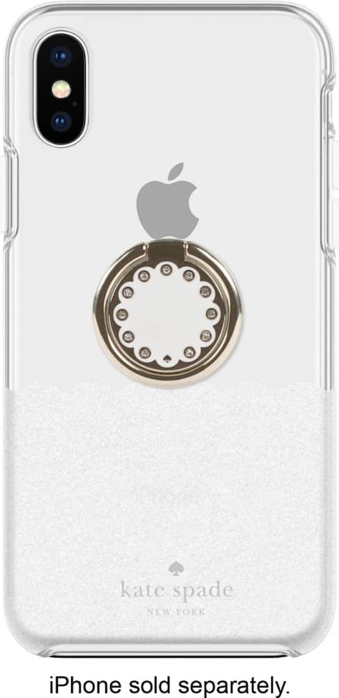 hardshell case + ring for apple iphone xs max - white glitter/clear hardshell case + ring for apple iphone xs max - white glitter/clear
