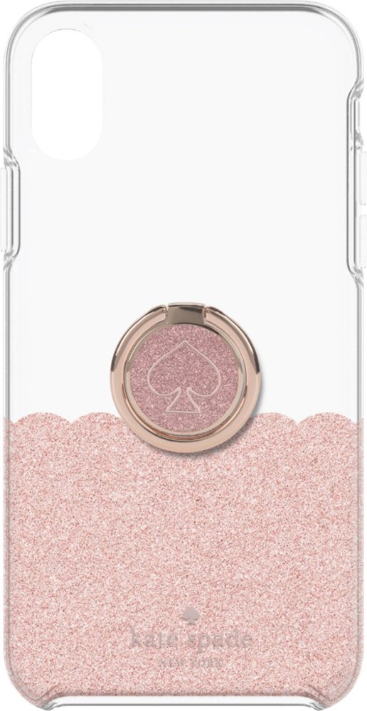 hardshell case + ring for apple iphone xs max - rose gold glitter/clear