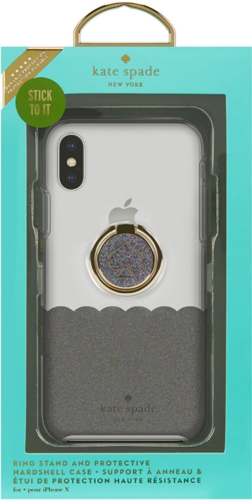 hardshell case + ring for apple iphone x and xs - scallop black multi/clear