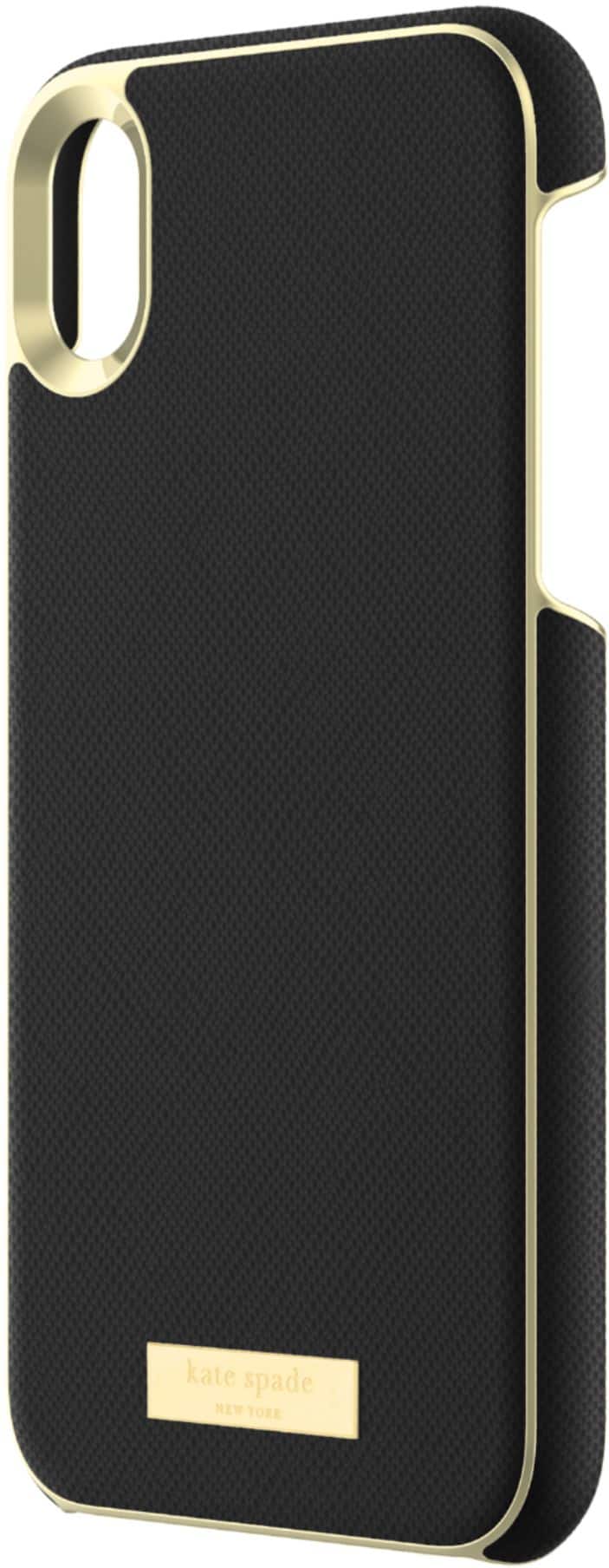 Front. kate spade new york - Protective Case for Apple® iPhone® XR - Saffiano Black.