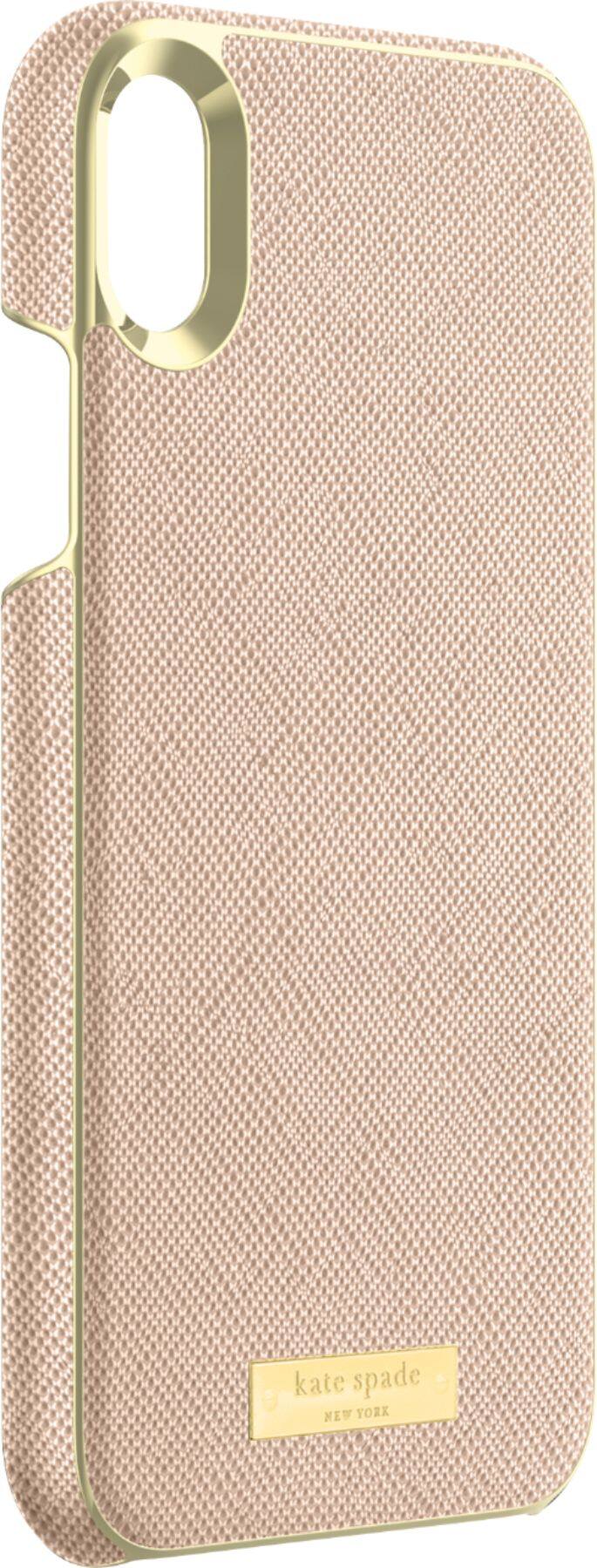 Angle. kate spade new york - Protective Case for Apple® iPhone® XR - Saffiano Rose Gold.
