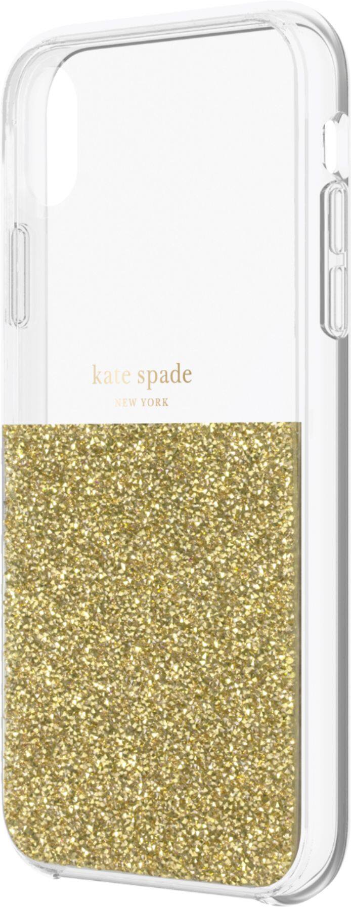 Front. kate spade new york - Protective Case for Apple® iPhone® XR - Clear/Gold.